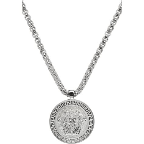 versace silver necklace mens|Versace medusa necklace men's.